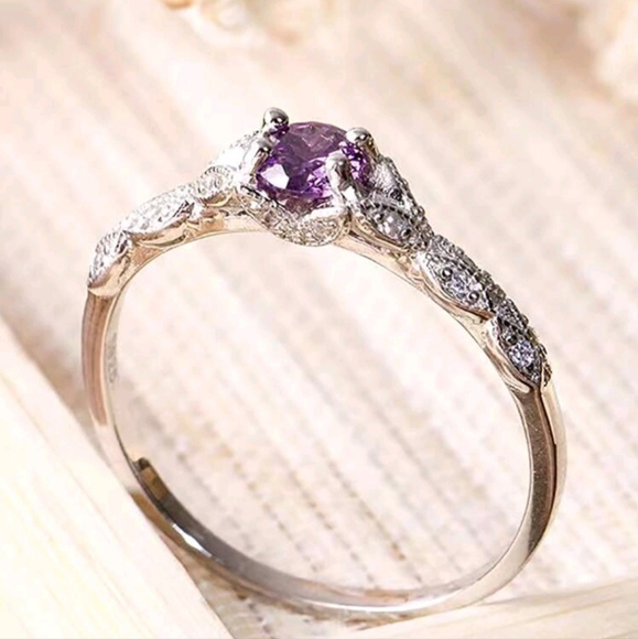 Purple Cubic Zirconia Ring - Picture 2 of 4